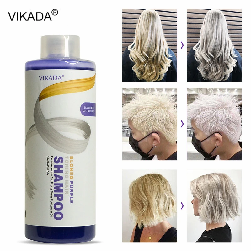 Vikada Shampoo Per Capelli Biondi Viola Rimuove I Toni Gialli E Brassy Per Gli Shampoo Evidenziati Sbiancati Biondi Effetto Cenere D'Argento 500Ml