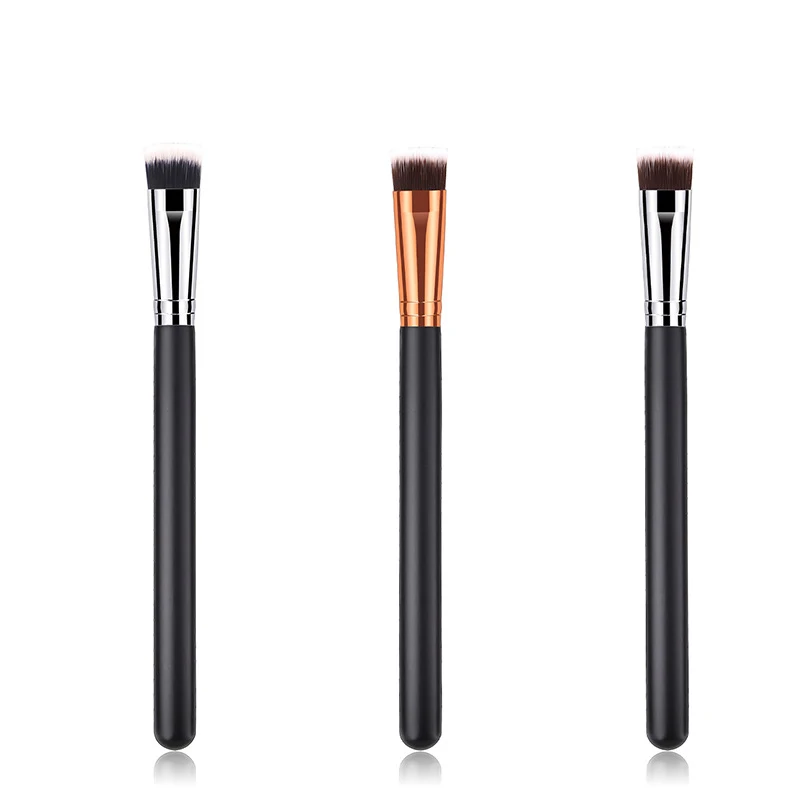 Saiantth Single Flat Head Black Gold Silver Foundation Brush Legno Alluminio Strumento Professionale Per Il Trucco Beauty Pvc Bag Cosmetics
