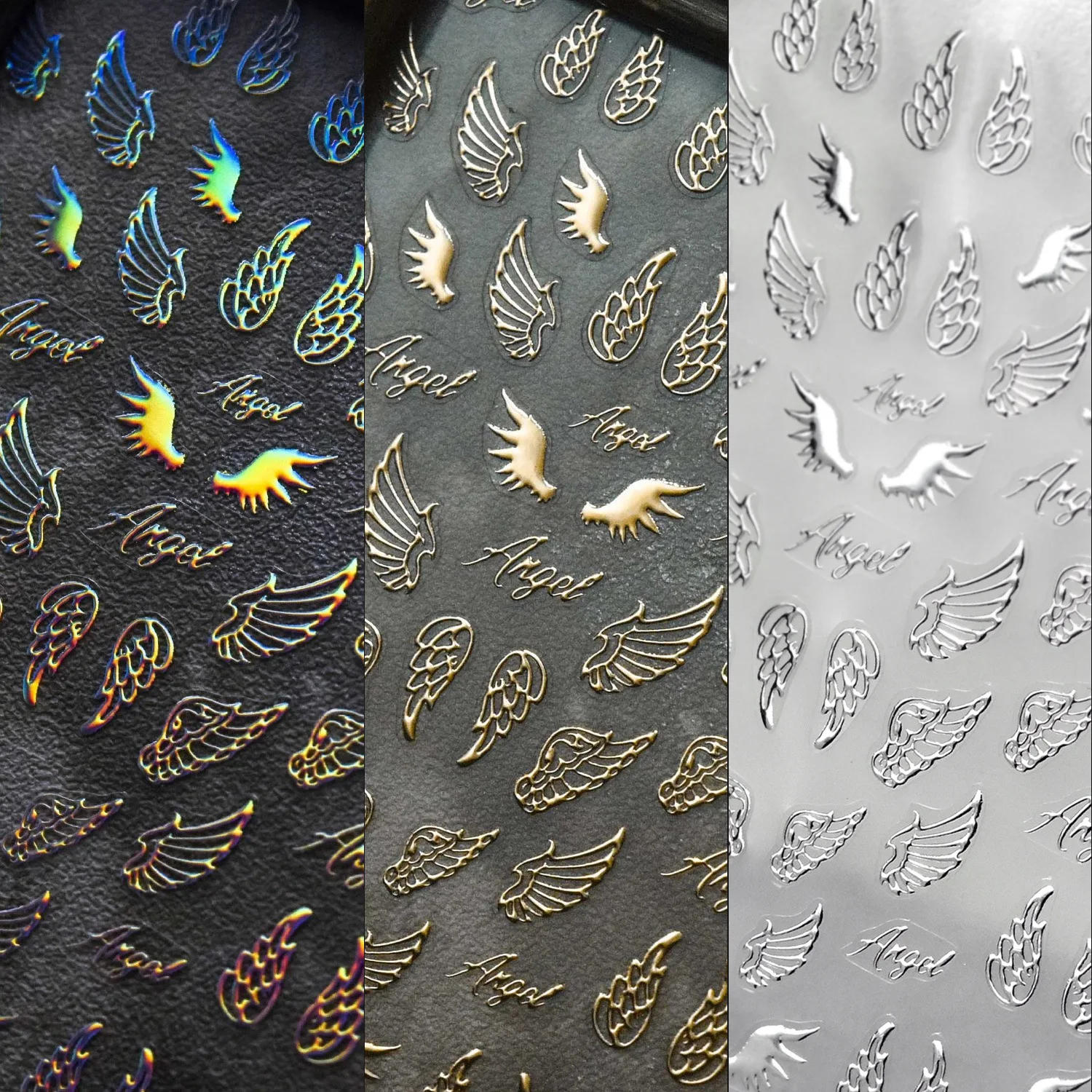 Ali D'Angelo Halo Laser Silver Stickers 3D Inciso Charm Nail Sticker Decorazioni Per Unghie Decorative Decalcomanie Per Unghie Fai Da Te