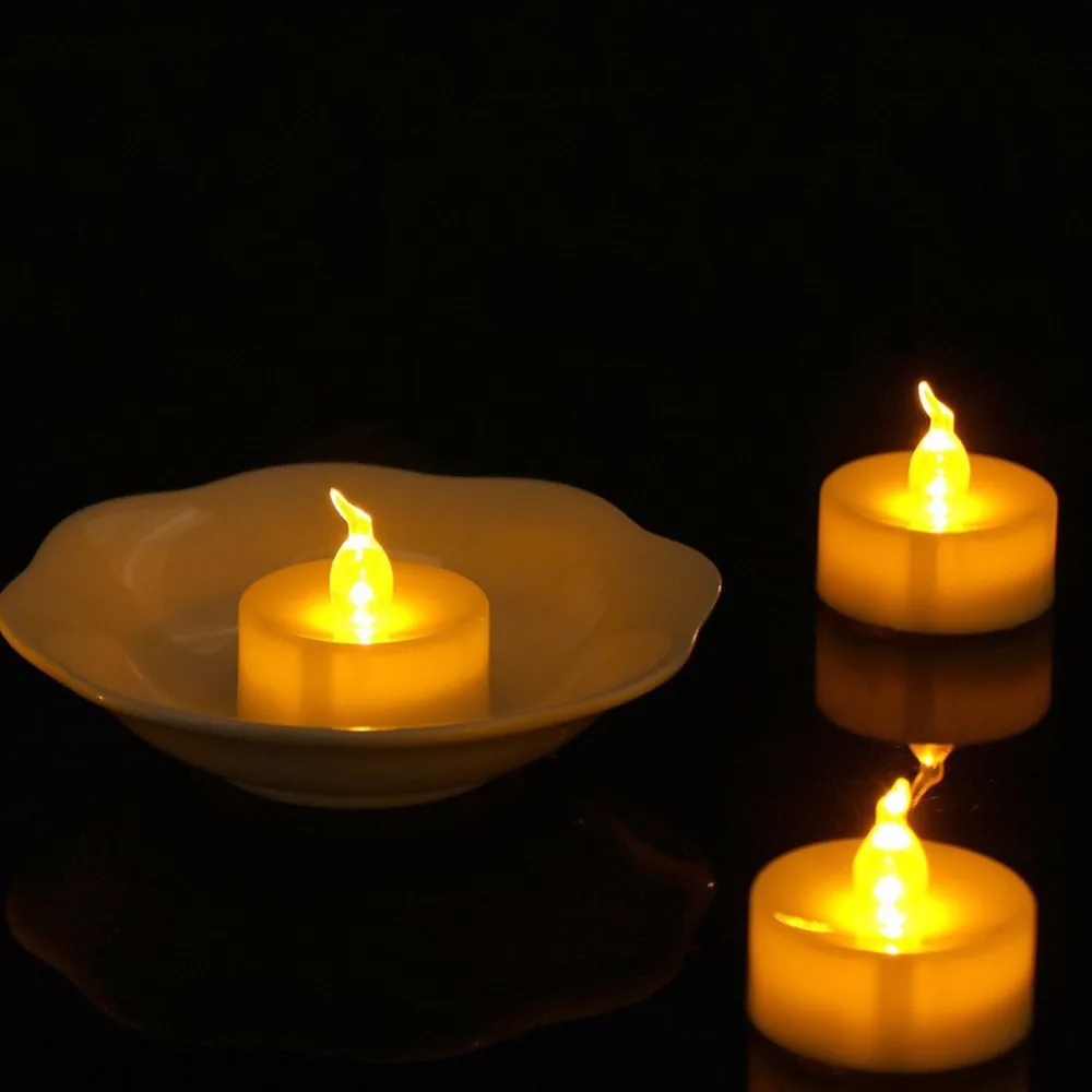 Flickering Tea Lights 12 Pezzi, Ambra Flickering Candele, Plastica Luminoso Velas Led, Lunga Durata Della Batteria Led Candle Light