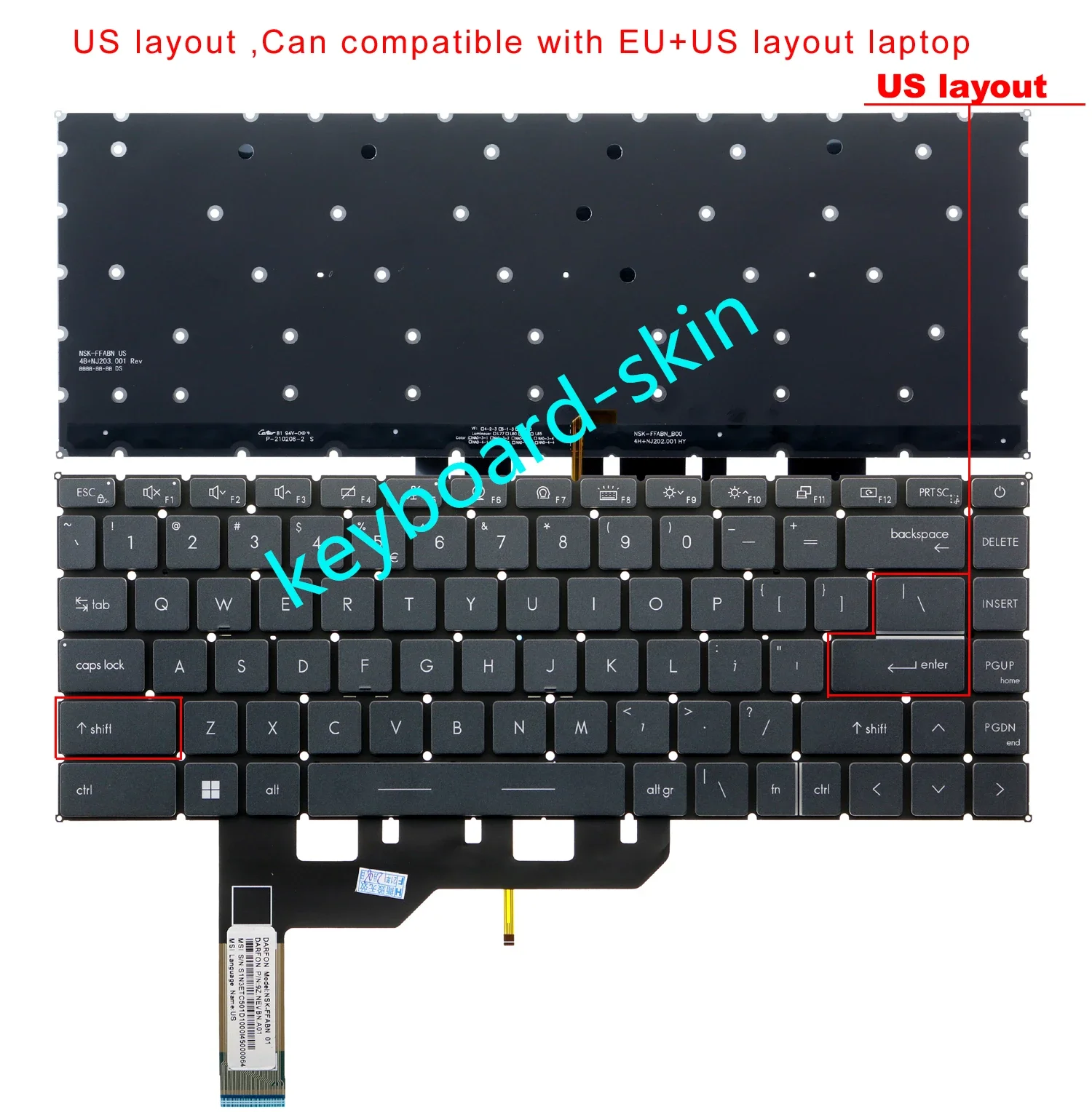 Nuova Tastiera Retroilluminata Degli Stati Uniti Per Il Computer Portatile Di Serie B15 A11M/B15 A11Sb(Ms-1552) Di Msi Summit B15