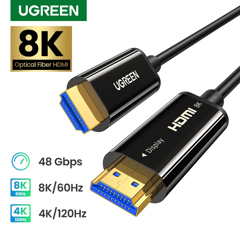 Ugreen 8K Hdmi Cavo In Fibra Ottica Hdmi 2.1 Dinamica Hdr 8K/60Hz 4K/120Hz Ultra Ad Alta Velocità 48Gbps Earc 3D Hdcp2.2 Per Samsung 8K Tv