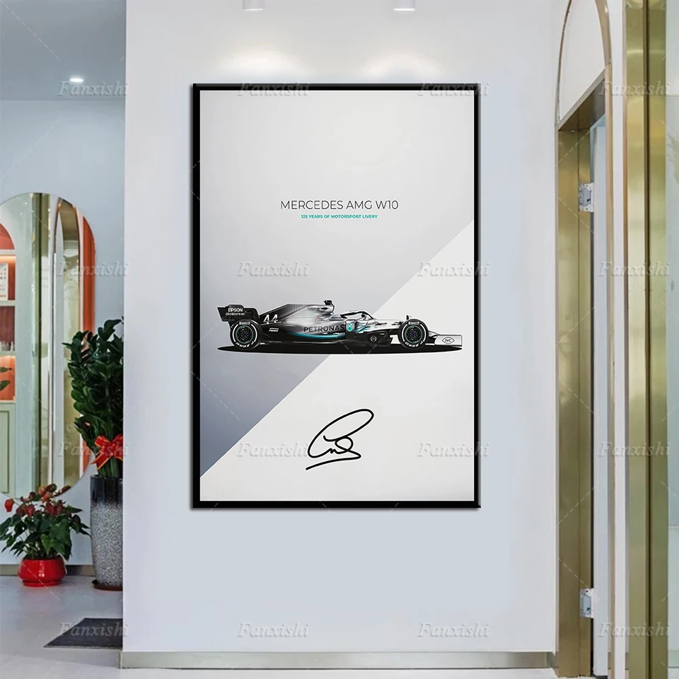 Modern F1 Car W10 Lewis Hamilton - Legends Poster Wall Art Canvas Painting Stampe Hd Immagini Modulari Home Office Decor Man Gift