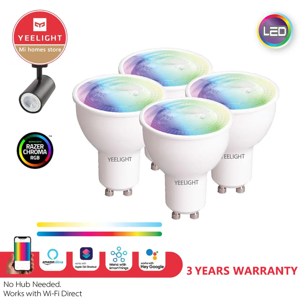 Yeelight Yldp004-A Gu10 Lampadina Led Intelligente Colorata W1 Gioco Musica Sync App Controllo Vocale Lavoro Yeelight App Assistente Google Alexa