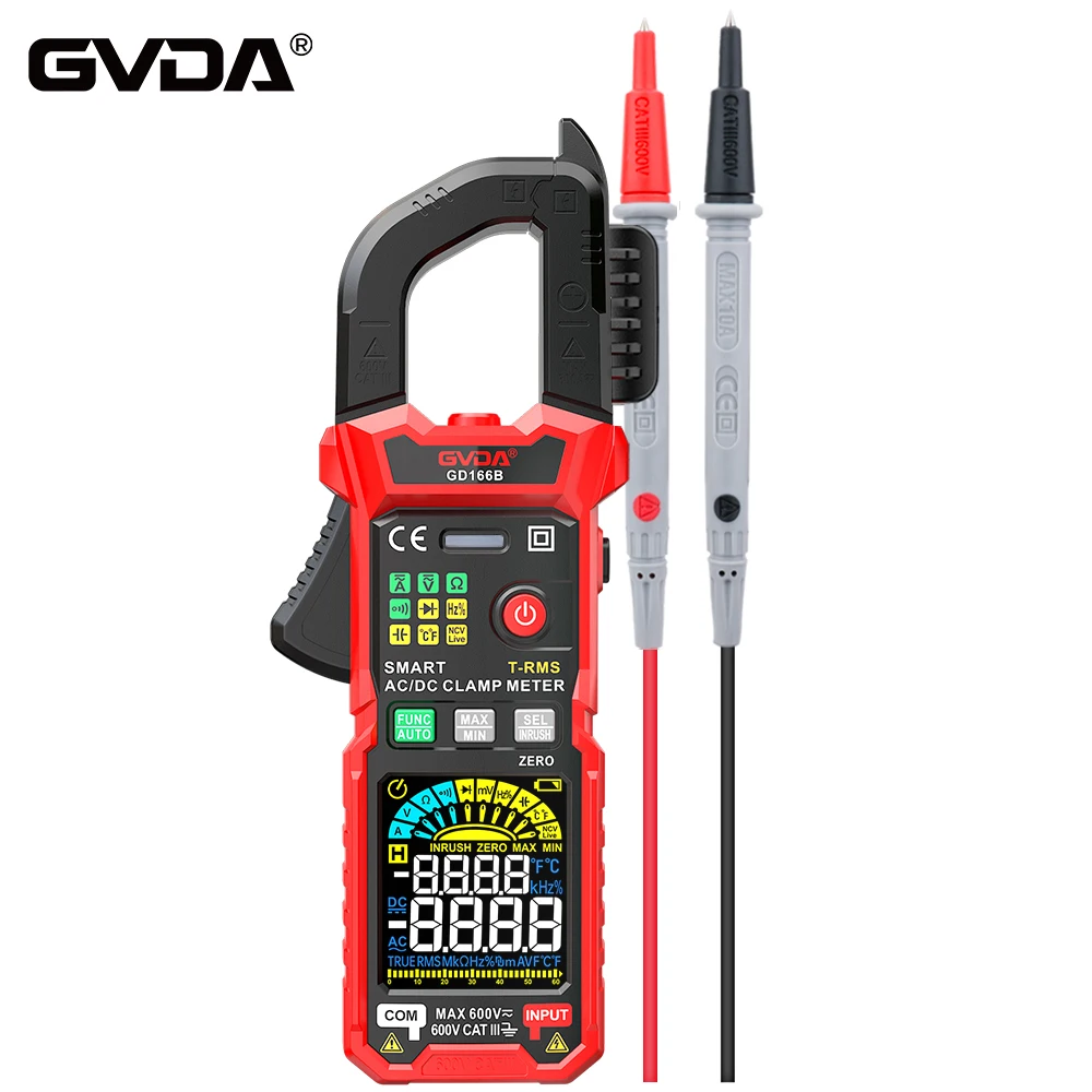 Gvda Digital Clamp Meter Multimetro Auto Range True Rms Ncv Dc Ac Voltage Inrush Current Temperature Tester Voltmetro Automatico