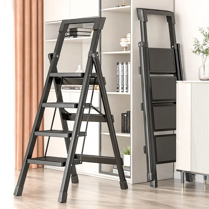 Scala Pieghevole In Acciaio Al Carbonio Protable Ladder Chair Forte Sgabello Da Cucina Con Cuscinetti A Carico Per Scale A Gradini Escada Per La Casa