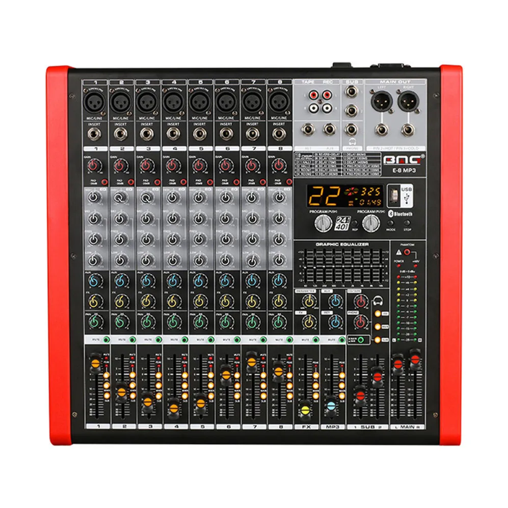 E-8 Mp3 Professionale Bt 8 Canali American Dj Rack Mixer Audio Soundcraft