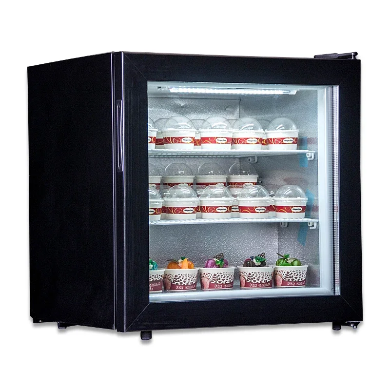 55L Piccolo Frigorifero Per Uso Domestico Vetro Commerciale Haagen-Dazs Congelatore Per Gelato Raffreddamento Multifunzione