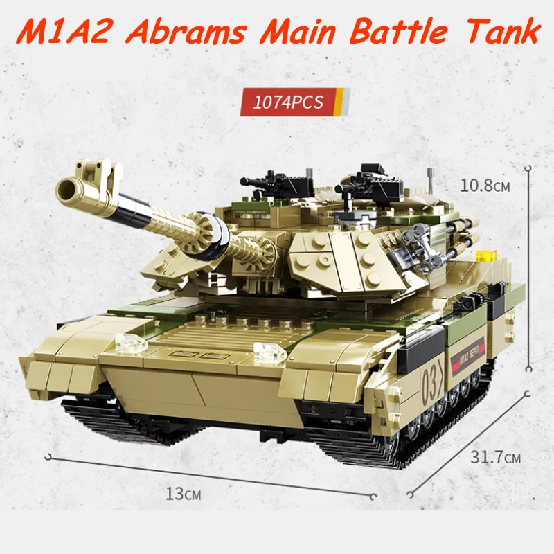 M1A2 Abrams Main Battle Tank Building Blocks Ww2 Mattoni Militari Esercito Soldato Armi Giocattoli Per Bambini Regalo 1074 Pz