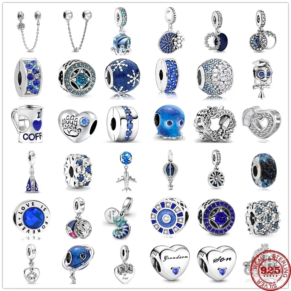 New Blue Earth Starry Sky Bright Stars Forever Beads Fit Original Pandora Charms Bracciale In Argento 925 Gioielli Da Donna Fai Da Te