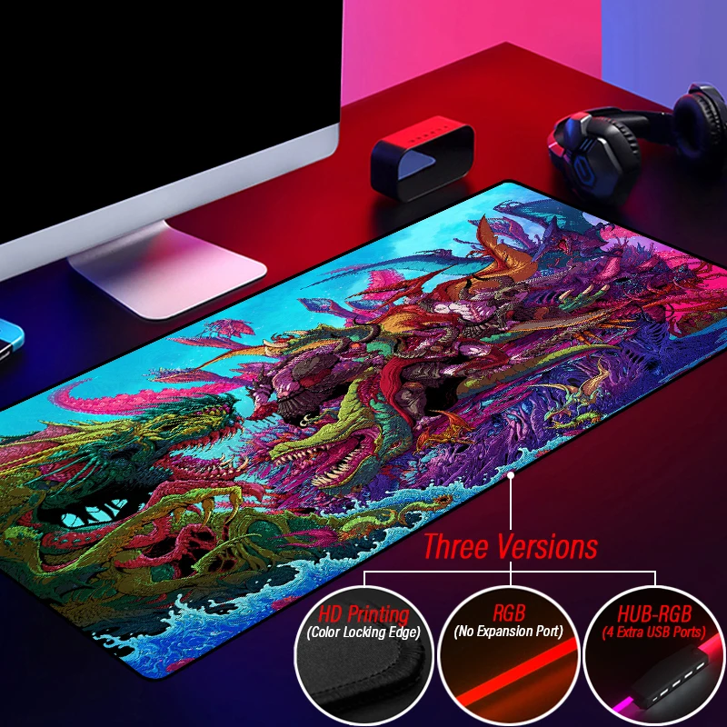 Doodle Monster Custom Anime Super Beast Mouse Pad Rgb Cute Girl Gaming Mouse Pad Xxl Hub 4 Porte Usb Accessori Per Pc Led Playmat