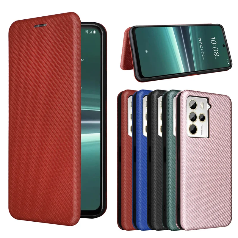 Per Htc U23 Cover Luxury Flip Custodia Ad Adsorbimento Magnetico In Fibra Di Carbonio Ultra Sottile Per Htc U23 Pro Htc U23 Phone Bags