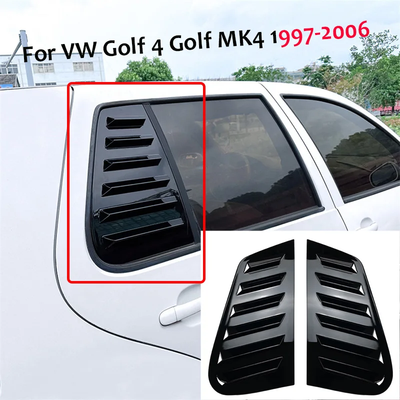 Nero Lucido Mk 4 1997-2006 Per Vw Golf 4 Golf Mk4 Triangolare Lunotto Posteriore Finestra Persiane Persiane Persiane Copertura Trim Adesivi