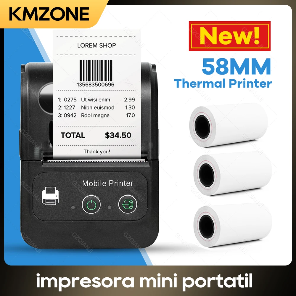 Stampante Termica Per Ricevute Da 58Mm Stampa Di Biglietti Per Banconote Interfaccia Bluetooth Usb Connessione Wireless Mini Stampante Pos Per Telefon