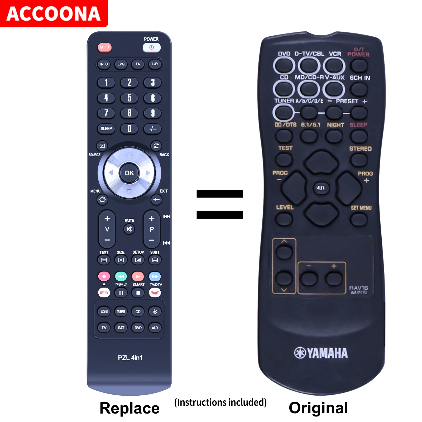 Rav16 Wa61770 Telecomando Sostitutivo Per Ricevitore Yamaha Av Htr-5830