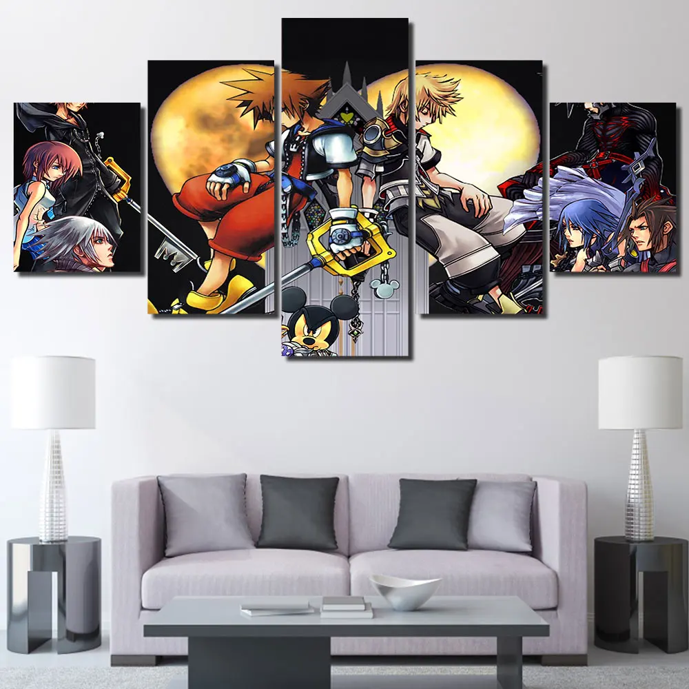 Kingdom Hearts Immagini Modulari 5 Pannello Della Tela Di Canapa Pittura Poster Giappone Stampa Della Tela Di Canapa Della Decorazione Della Pittura D
