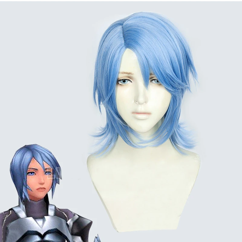 Kingdom Hearts Iii Aqua Cosplay Parrucca Gioco Di Ruolo Party Hair For Christmas Halloween Blue 2019 New Ganme Anime Hair Wigs + Parrucca Cap