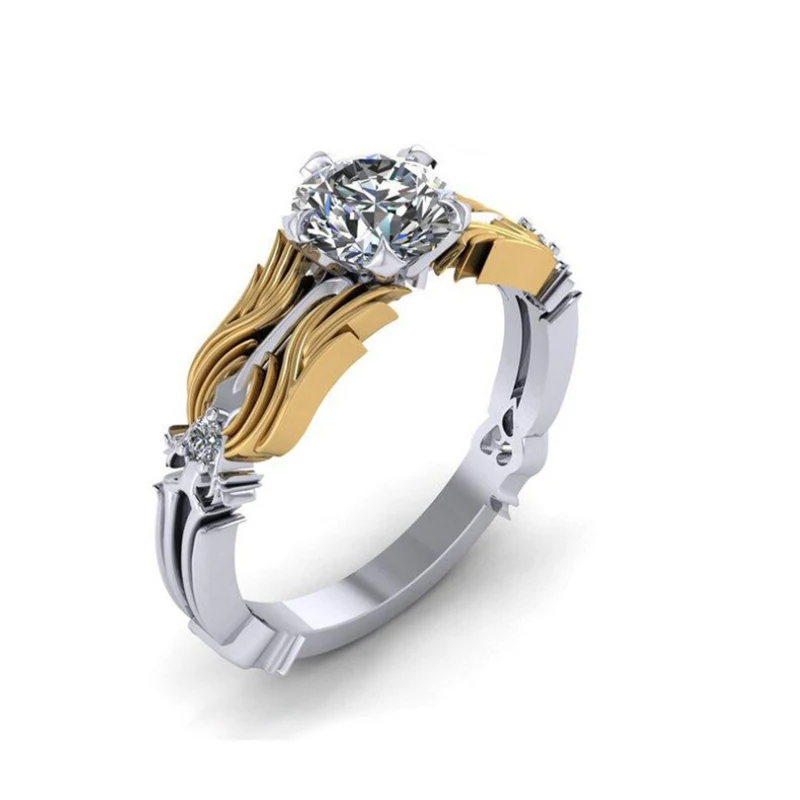 Luxury Two Tone Kingdom Hearts Clear Cz Stone Crown Rings For Women Ladies Wedding Party Animanniversary Jewelry Accessories Gift
