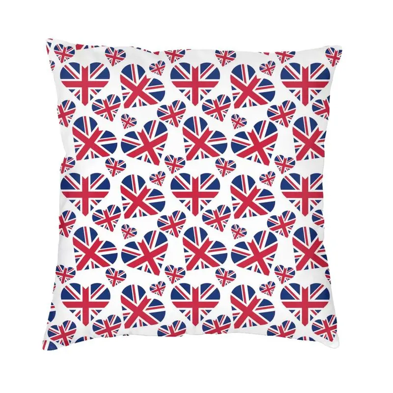 Cuore Della Bandiera Britannica Fodere Per Cuscini Divano Soggiorno Regno Unito Uk Proud Square Pillow Case 45X45