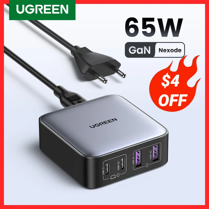 1948 New】Ugreen 65W Gan Charger Desktop Laptop Caricabatterie Rapido Adattatore 4 In 1 Per Iphone 14 13 12 Pro Max Caricabatterie Per Telefono Xiaomi 