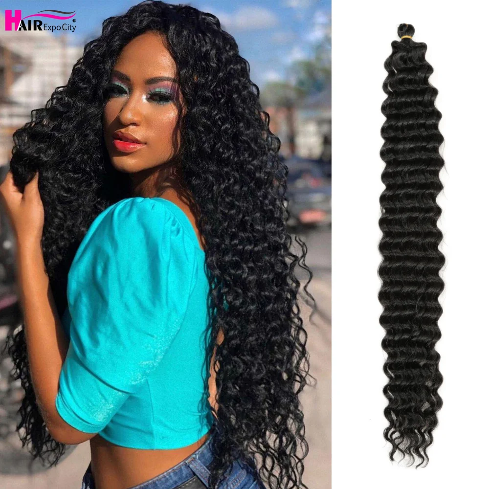 22-28 Pollici Freetress Deep Twist Crochet Hair Natural Trecce Sintetiche Capelli Ombre Crochet Intrecciare Le Estensioni Dei Capelli Hair Expo City