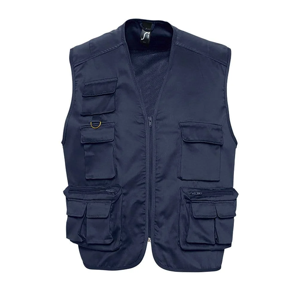 3Xl. Gilet Da Reporter Blu Navy