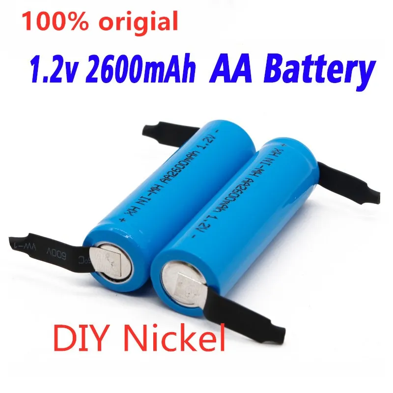 2-20 Pz Nuova Batteria 1.2V Aa 2600 Mah 2A Ni-Mh Ni Mh Cell Blue Shell Con Linguette Pin Per Philips Braun Spazzola Per Rasoio Elettrico