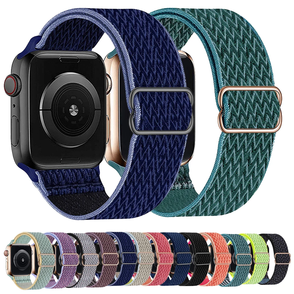 Ciclo Di Nylon Strap Per Iwatch 7 Smartwatch Iwo 13 Pro W26 + Dt100 X6 X7 X8 T500 W66 W56 Serie 5 6 Se 7 44 42 40 38 Millimetri Watch Band