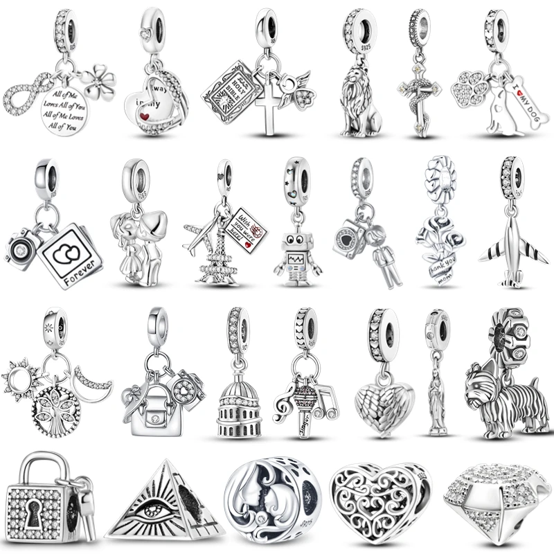 Real 100% 925 Sterling Silver Love Heart Plane Animals Charm Per Pandora Braccialetto Originale Braccialetto Creazione Di Gioielli Fai Da Te 2023 Nuov