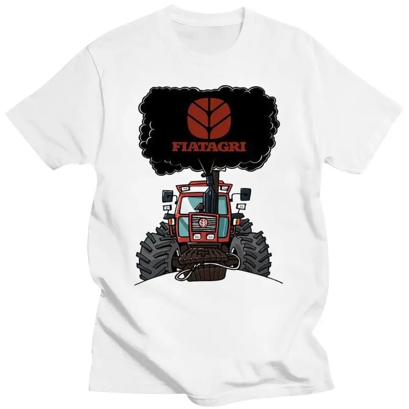 New 100% Cotton Sportswear Tee Plus Size T-Shirt Da Uomo Fiatagri Tractor White Fashion Funny