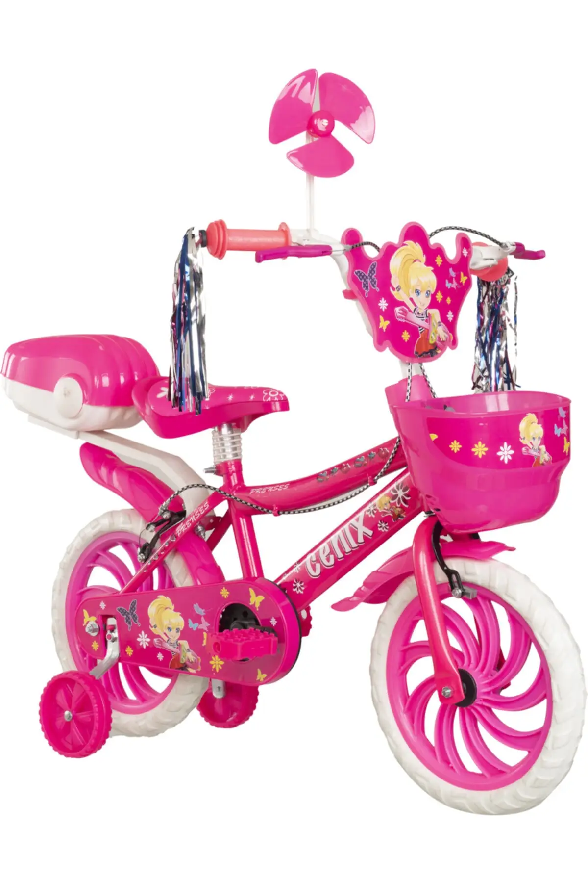 Pink 15 Rim Kids Bike 4 - 5 - 6 - 7 Age Bmx Fountain Wheel Solid Brake Structure Back Front Basket Water Bowl Metal Durable Body
