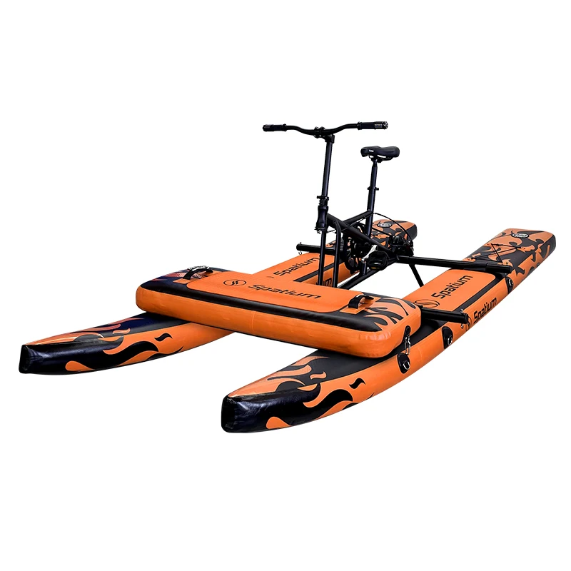 Spoyum Bici D'Acqua Gonfiabile Per Lago Pontone Pedal Drive Boat Sup Sport Acquatici Fiamma Pontone Giallo