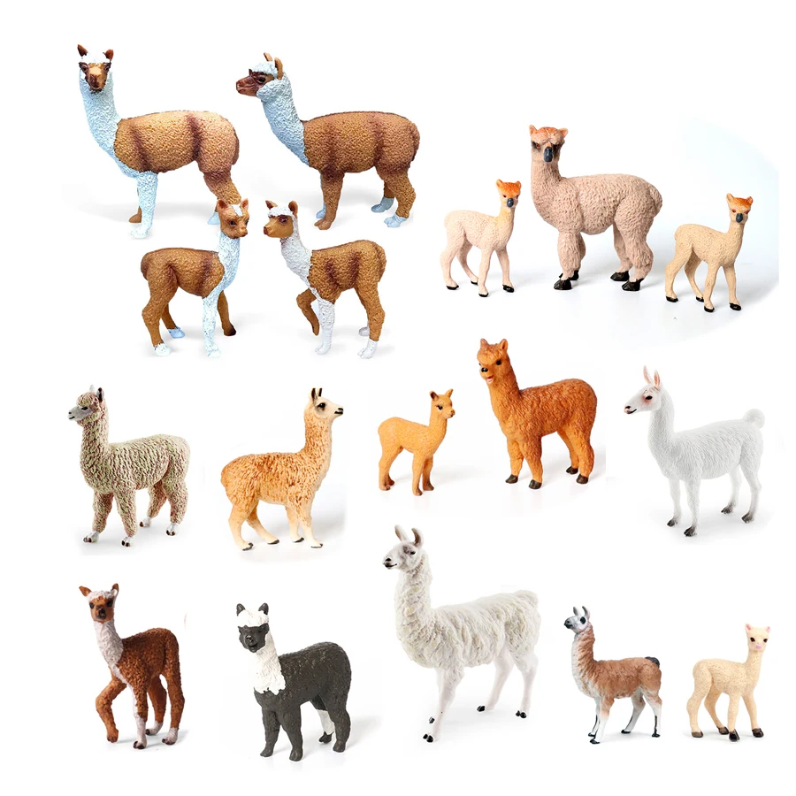 Realistico Farm World Alpaca Animal Model Figures Lama Toy Figurine Zoo Education Collection Home Decor Playset Regali Per Bambini