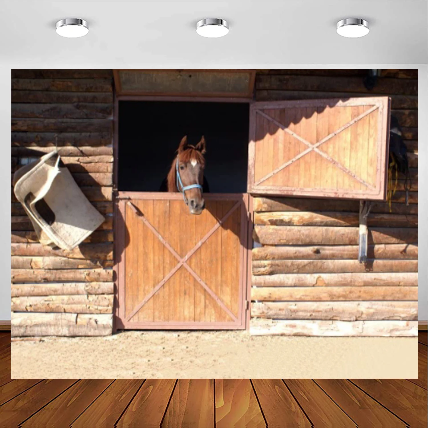 Barn Horse Photography Fondale Western Cowboy Theme Vintage Farm Wood Animal Recinto Photo Background Herdsmen Family Party