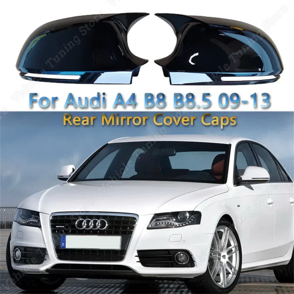 Per Audi A4 S4 B8 2 Pz Nero Lucido Auto Specchietto Retrovisore Copertura Caps Trim Shell Frame A4 8K Fsi Tfsi Tdi 2009-2013 Bodykit Tuning