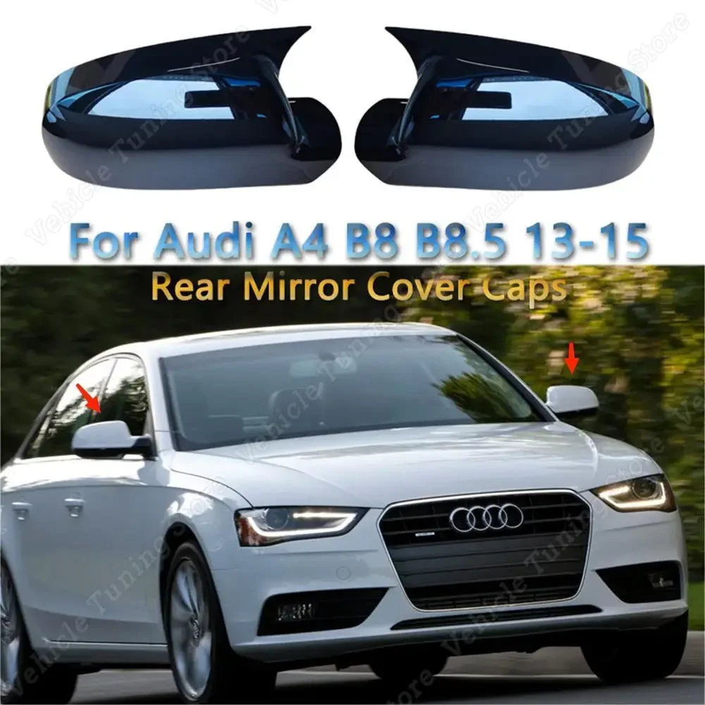 Per Audi A4 S4 B8 B8.5 2 Pz Nero Lucido Auto Specchietto Retrovisore Copertura Caps Trim Shell Frame A4 8K Fsi Tfsi Tdi 2013-2016 Tuning