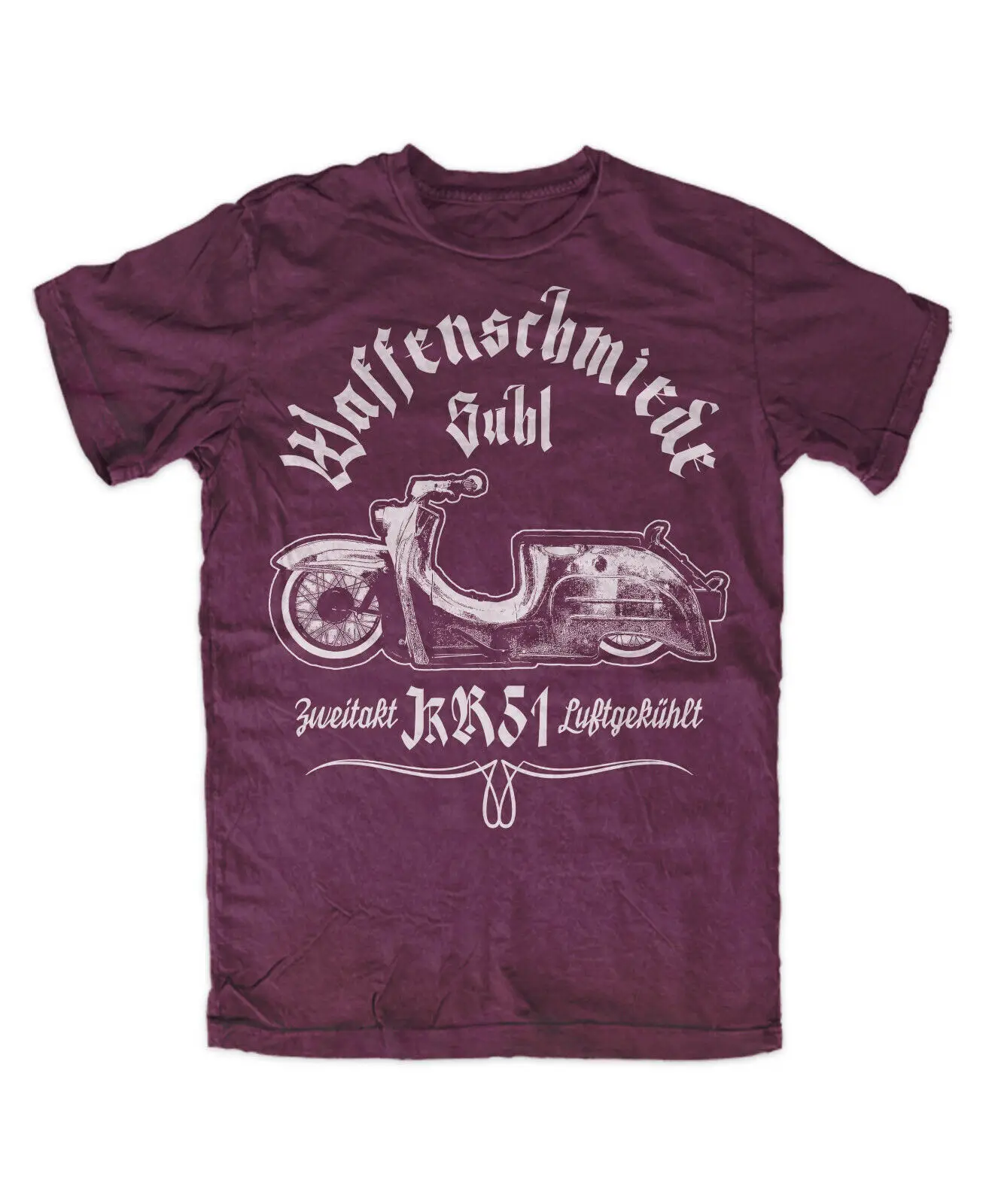 T-Shirt Gunsmith Digitale Schwalbe Borgogna Kr51 Ciclomotore Divertente Simson Star Ifa