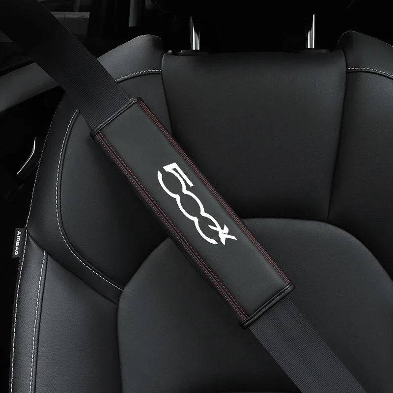 Per Fiat 500X 1Pc Cowhide Car Interior Seat Belt Protector Cover Per Fiat 500X Car Auto Accessorie