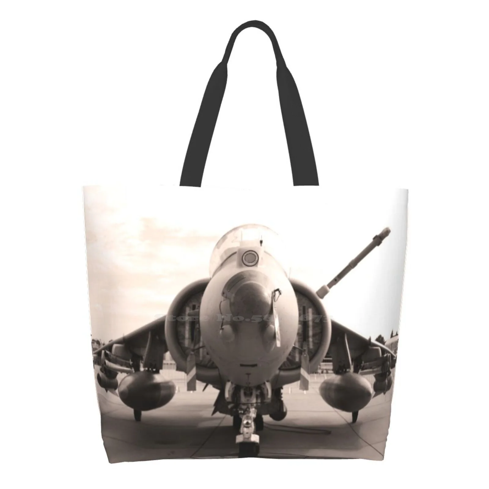 Raf Harrier Air Borsa Casual Tote Bag Riutilizzabile Grande Capacità Raf Royal Air Force Harrier Jump Jet Hover Avgeek