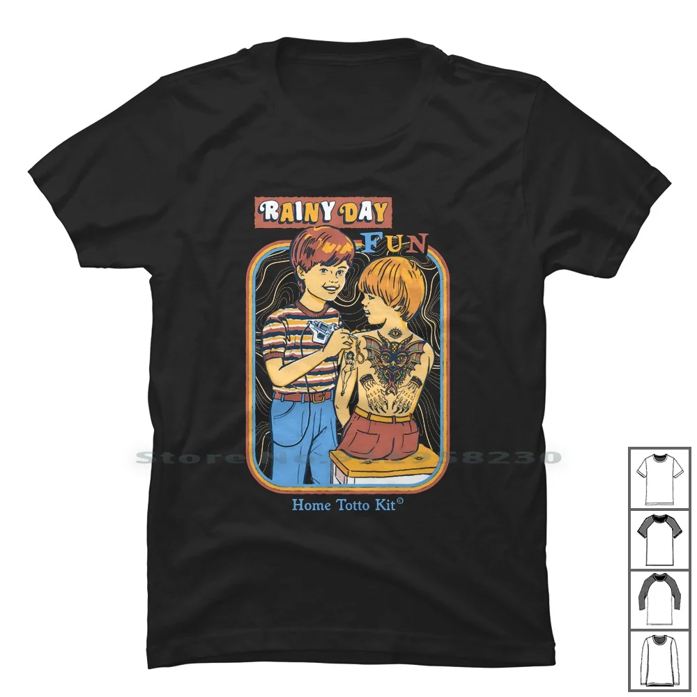 Rainy Day Fun Home Tattoo Kit T Shirt 100% Cotone Tattoo Rain Home Fun Day To Ra Om Ny Me
