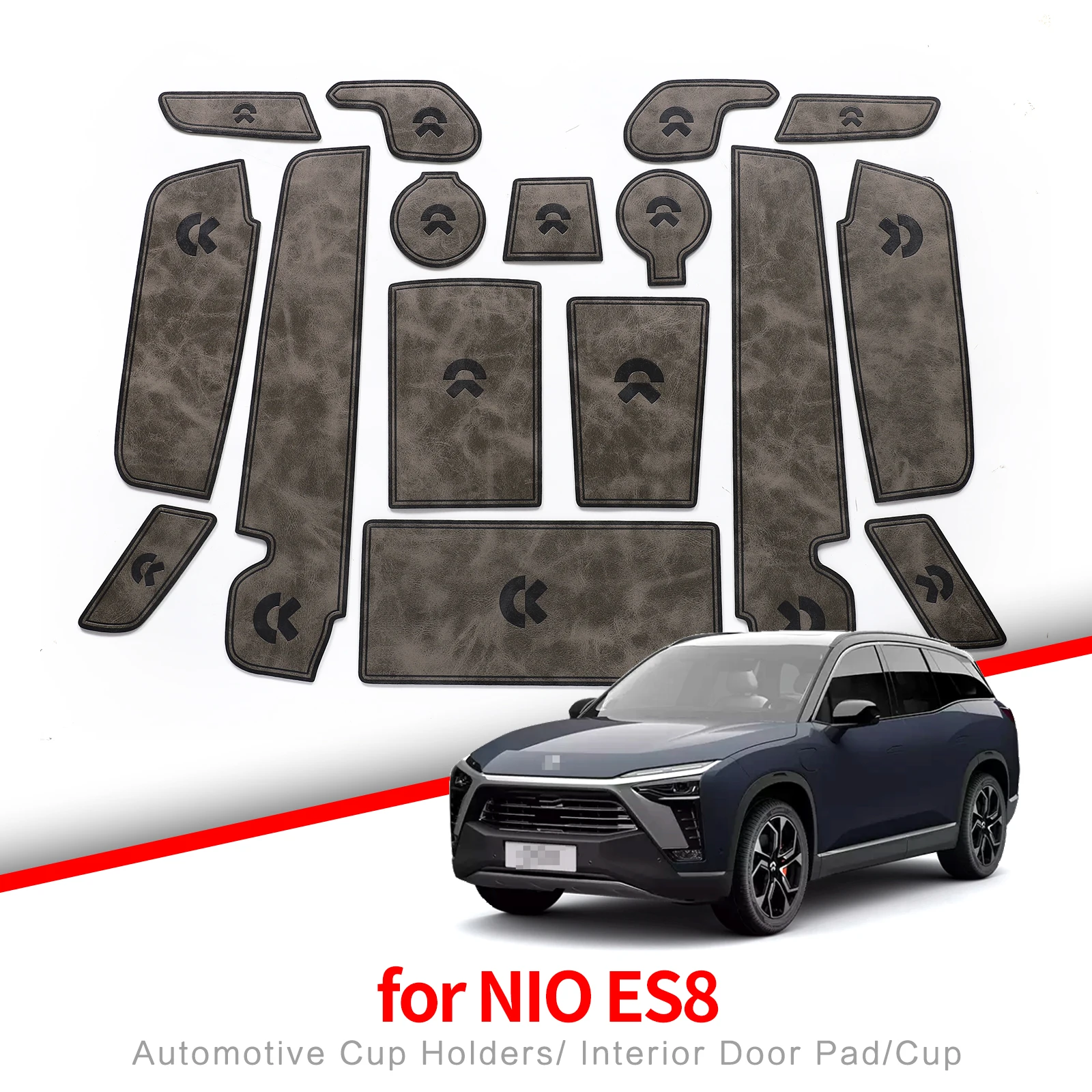 Zunduo Car Leather Gate Slot Mat Per Nio Es8 2021 - 2023 Cortex Door Groove Pad Accessori Interni Portabicchieri Sottobicchiere D'Acqua