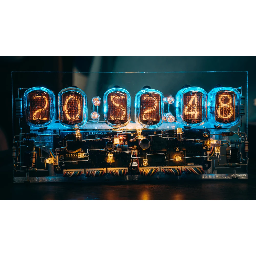 6-Bit In12 Ponteggi Glow Tube Clock Circuito Saldato A Mano Gaming Desktop Decoration In-12 Creative Cool Clock