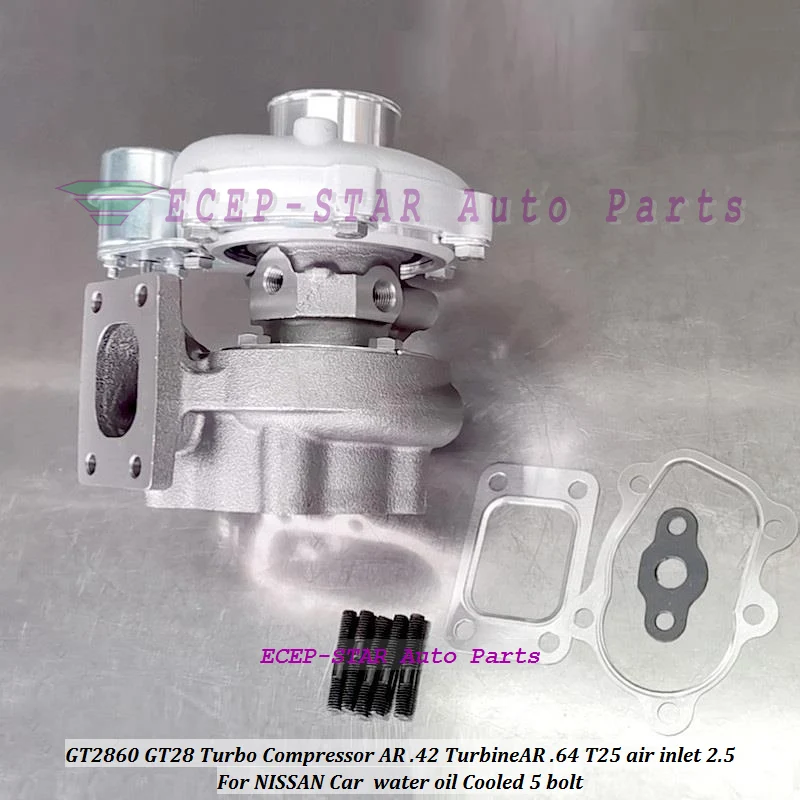 Nave Libera Gt2860 Turbo Gt28 Gt28-5 Turbocompressore 0.64 A/R 5 Bulloni T25 Flangia Diario 360 Gradi Cuscinetto Reggispinta Interno Wastegate