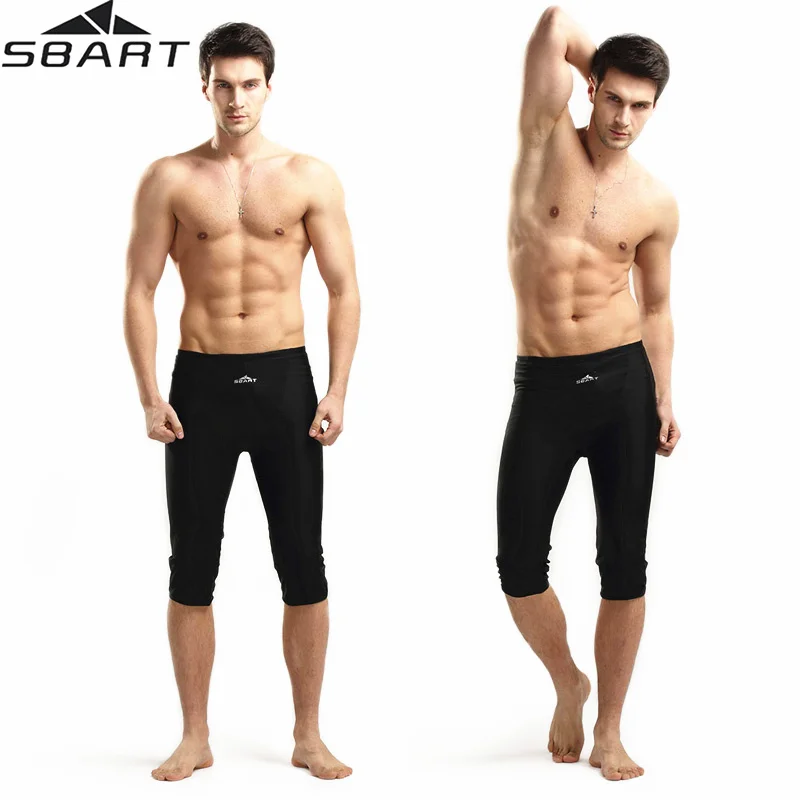 Sbart Maillot De Bain Spandex Mens Swim Jammer Costumi Da Bagno Uomo Lycra Costume Da Bagno Marca Sunga Costume Da Bagno Sotto Il Ginocchio Grande 4Xl
