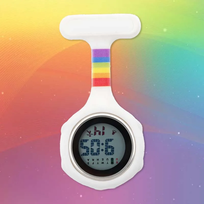 Pride Lgbt Rainbow Silicone Digital Nurse Watch Fob Pocket Infermieristica Regalo Orologio Spilla Risvolto Infermiera Medica Orologio Al Quarzo Medico