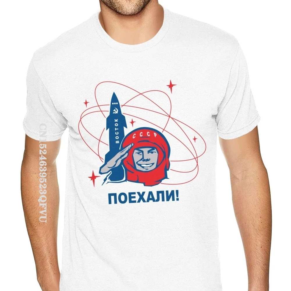 Russia Cccp Yuri Gagarin Tee Shirt Maschile T-Shirt Di Grande Qualità Mens England Style Magliette Uomo Marche A Buon Mercato Abbigliamento