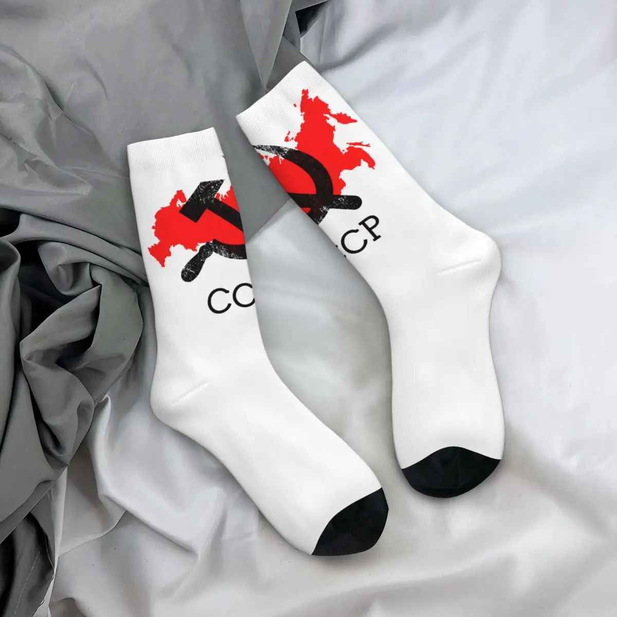 Autunno Inverno Divertente Donna Uomo Urss Cccp Flag Socks Russia Army Military Calzini Da Basket Antiscivolo