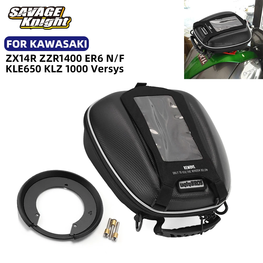 Borsa Serbatoio Per Kawasaki Zx14R Zzr 1400 Er6N Er6F Kle 650 Versys Klz 1000 Versys Moto Impermeabile Bagaglio Borsa Da Sella Zaino