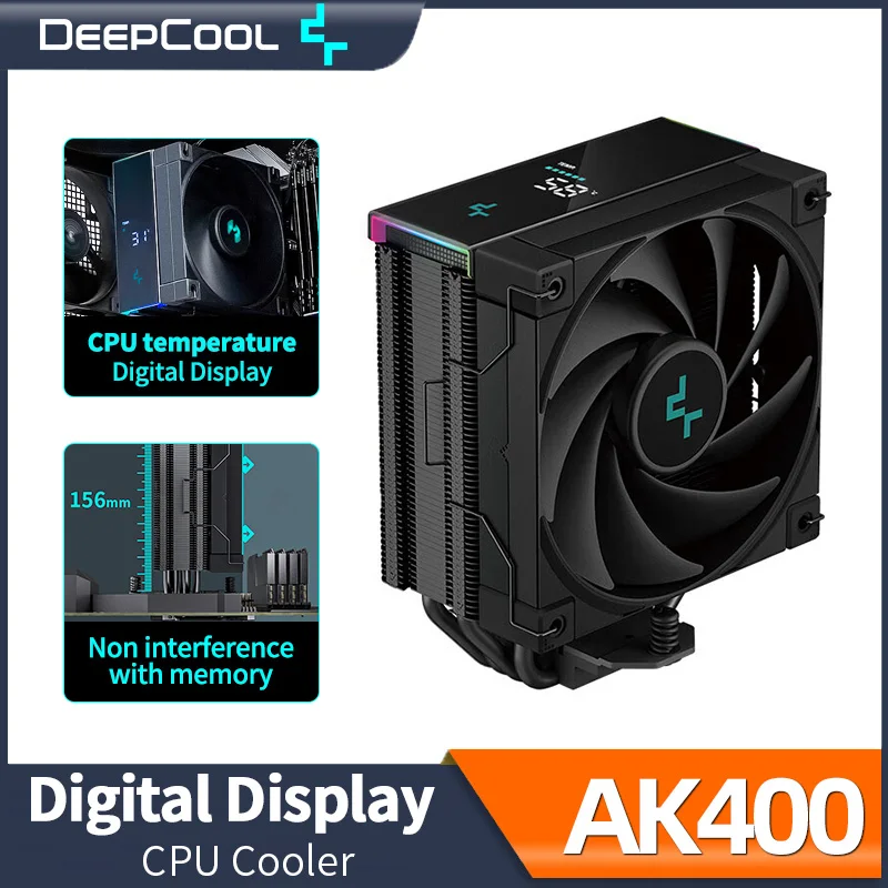Deepcool Ak400 Display Digitale Nero Cpu Cooler Placcato Silent Fdb Fan 4 Heatpipes Chip Cooling Dissipatore Di Calore Amd Lga 1700 1200