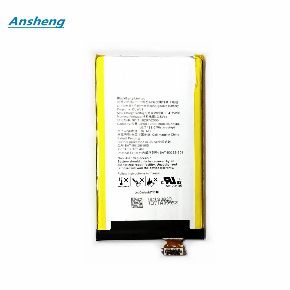 Batteria Originale 3.8V 2800Mah Bat-50136-003 Per Smartphone Blackberry Z30
